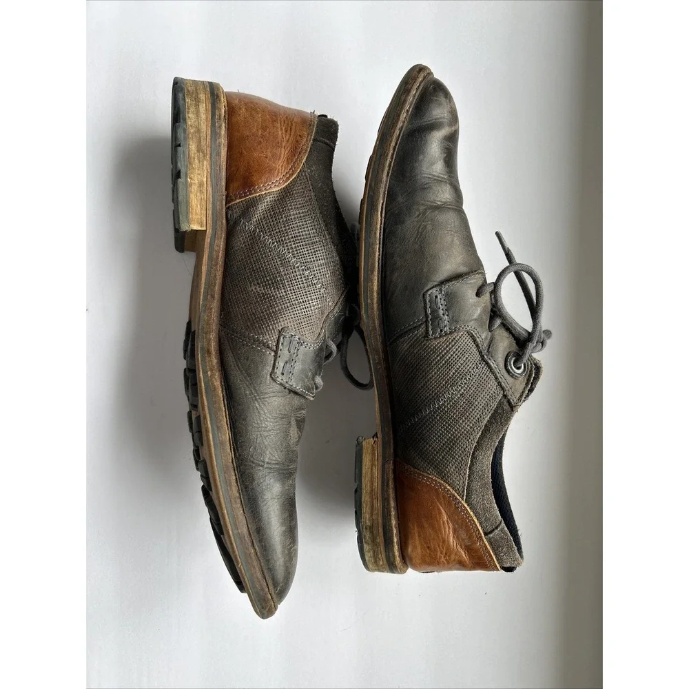 Bull Boxer Everson Men's Brown Gray Leather Dress Oxford‎ Lace Up Shoes 44 US 11